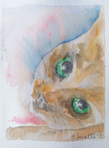 Pittura intitolato "Il mio gatto" da Elena Laurella, Opera d'arte originale, Acquarello