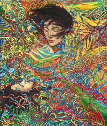 Peinture intitulée "Безмятежность" par Елена Леонтьева, Œuvre d'art originale, Acrylique Monté sur Panneau de bois