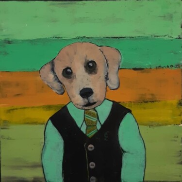 Painting titled "New vest" by Elena Levinson, Original Artwork, Acrylic Mounted on Wood Stretcher frame