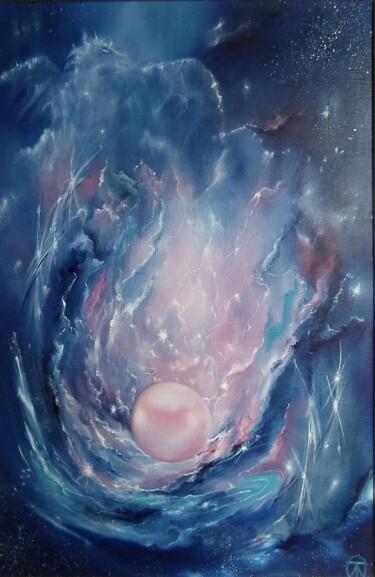 Painting titled "Pink dragon pearl" by Elena Liventsova (Tina Livens), Original Artwork, Oil