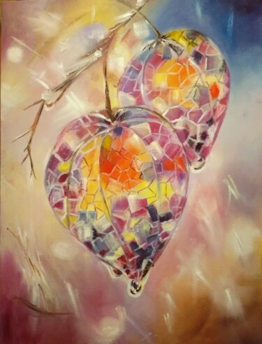 Painting titled "Winter cherry / Физ…" by Elena Liventsova (Tina Livens), Original Artwork, Oil