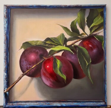 Painting titled "Plums" by Elena Mardashova, Original Artwork, Oil