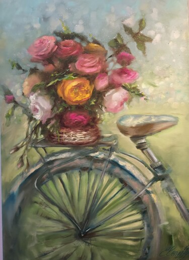 Pittura intitolato "Bicycle" da Elena Mardashova, Opera d'arte originale, Olio