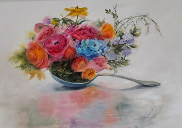 Painting titled "Breakfast" by Elena Mardashova, Original Artwork, Oil