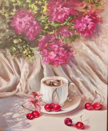 Painting titled "Cherry season" by Elena Mardashova, Original Artwork, Oil