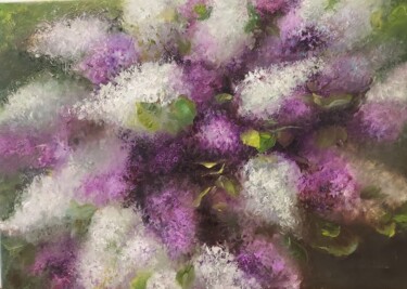Painting titled "Lilac bouquet" by Elena Mardashova, Original Artwork, Oil