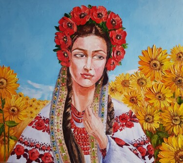 Painting titled "Картина "Моя родная…" by Elena Markcheva, Original Artwork, Oil Mounted on Wood Stretcher frame
