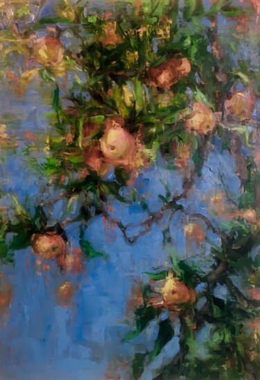 Painting titled "Apples on branches" by Elena Mashajeva-Agraphiotis, Original Artwork, Oil
