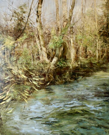 Painting titled "Gardons shore" by Elena Mashajeva-Agraphiotis, Original Artwork, Oil