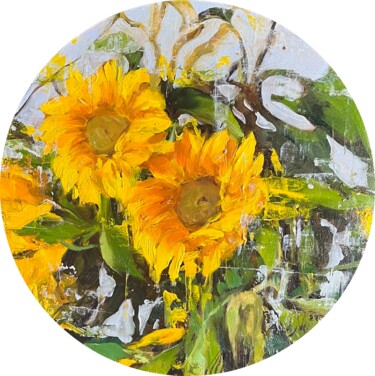 Peinture intitulée "Sunflowers 2" par Elena Mashajeva-Agraphiotis, Œuvre d'art originale, Huile