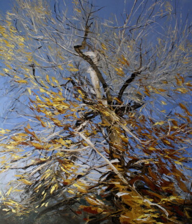 Peinture intitulée "Last leaves.  Derni…" par Elena Mashajeva-Agraphiotis, Œuvre d'art originale, Huile