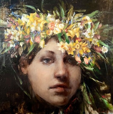 Malerei mit dem Titel "Spring girl. Fille…" von Elena Mashajeva-Agraphiotis, Original-Kunstwerk, Öl