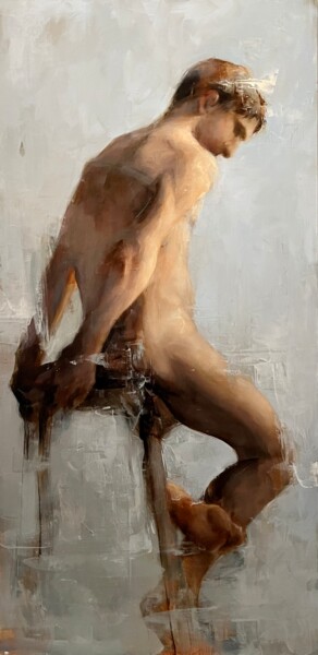 Painting titled "Nude male figure. F…" by Elena Mashajeva-Agraphiotis, Original Artwork, Oil