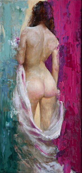 绘画 标题为“Beautiful Girl nude.” 由Elena Mashajeva-Agraphiotis, 原创艺术品, 油 安装在木质担架架上