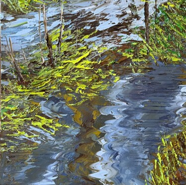 Картина под названием "River flood in spri…" - Elena Mashajeva-Agraphiotis, Подлинное произведение искусства, Масло