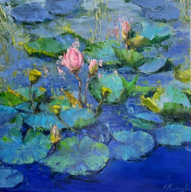 Malerei mit dem Titel "Water lilies 2. Nen…" von Elena Mashajeva-Agraphiotis, Original-Kunstwerk, Öl