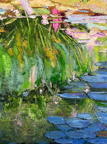 Malerei mit dem Titel "Water lilies pond(…" von Elena Mashajeva-Agraphiotis, Original-Kunstwerk, Öl