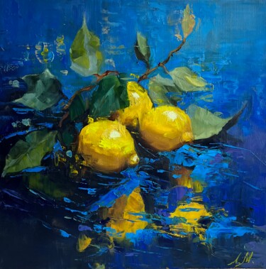 Painting titled "LEMON SYMPHONY" by Elena Mashajeva-Agraphiotis, Original Artwork, Oil