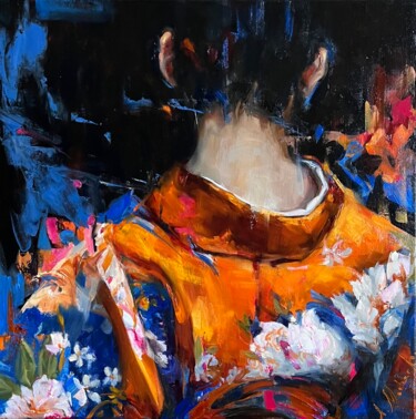 Картина под названием "FLORAL KIMONO" - Elena Mashajeva-Agraphiotis, Подлинное произведение искусства, Масло