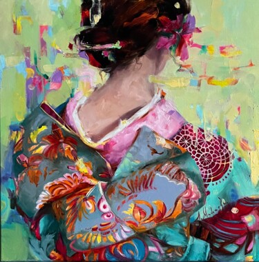 Pintura titulada "CONFETTI -GIRL IN K…" por Elena Mashajeva-Agraphiotis, Obra de arte original, Oleo