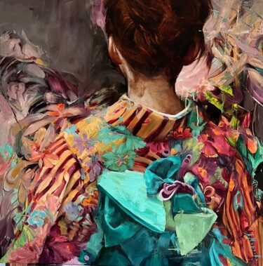 Pintura intitulada "REVERIE-GIRL IN KIM…" por Elena Mashajeva-Agraphiotis, Obras de arte originais, Óleo
