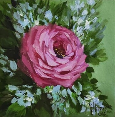 Peinture intitulée "Роза Картина Оригин…" par Elena Miftakhova, Œuvre d'art originale, Huile