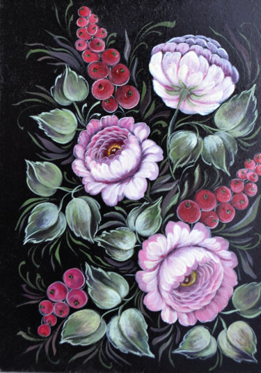 Malerei mit dem Titel "Roses Acrilyc Paint…" von Elena Miftakhova, Original-Kunstwerk, Acryl