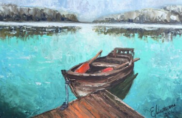 Painting titled "Old Jetty Painting…" by Elena Miftakhova, Original Artwork, Oil