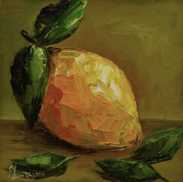 Schilderij getiteld "Lemon Painting Orig…" door Elena Miftakhova, Origineel Kunstwerk, Olie