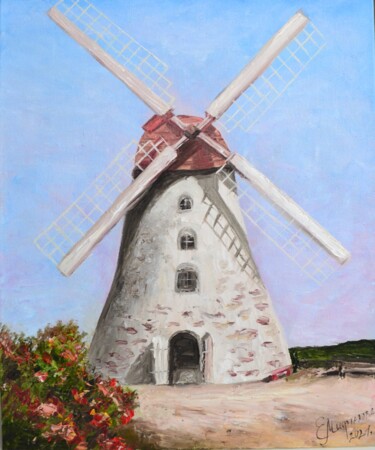 Pintura intitulada "Windmill Arishi pai…" por Elena Miftakhova, Obras de arte originais, Óleo