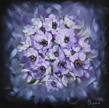 Painting titled "Daisies Painting Or…" by Elena Miftakhova, Original Artwork, Oil
