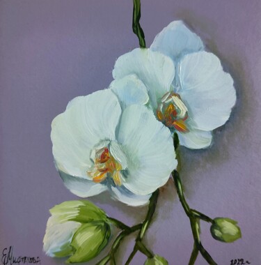 Pittura intitolato "Orchid Painting Ori…" da Elena Miftakhova, Opera d'arte originale, Olio