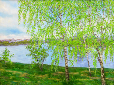 Malerei mit dem Titel "В городе весна" von Elena Moiseenko Belarus, Original-Kunstwerk, Öl