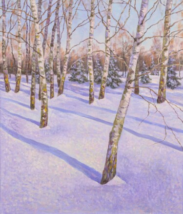 Картина под названием "Выпал снег" - Елена Моисеенко (Беларусь), Подлинное произведение искусства, Масло