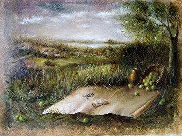 Painting titled "Неизъяснимо" by Elena Moiseenko, Original Artwork, Oil Mounted on Wood Panel