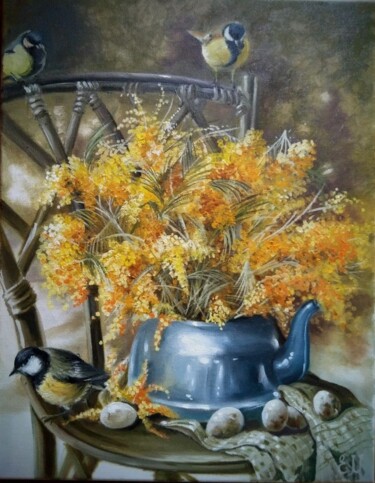 Painting titled "Весна пришла" by Elena Moiseenko, Original Artwork, Oil