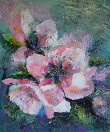 Картина под названием "Apple blossom" - Elena Naydenok, Подлинное произведение искусства, Масло Установлен на Деревянная рам…