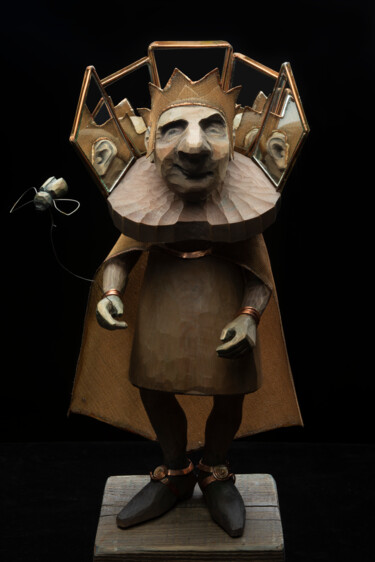 Escultura intitulada "The Mouse King" por Elena Naydenok, Obras de arte originais, Madeira