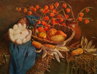 Картина под названием "Осенний натюрморт" - Елена Николаева, Подлинное произведение искусства, Акварель