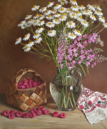 Painting titled "Лето" by Elena Nikolaeva, Original Artwork, Oil