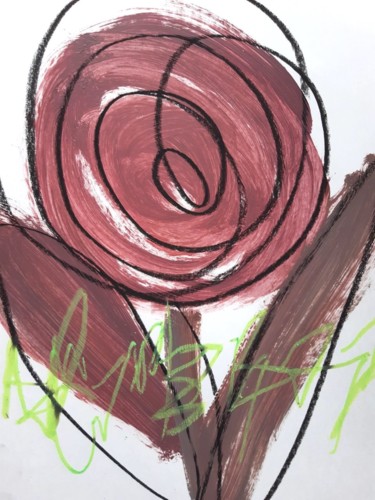 Schilderij getiteld "Rose green" door Elena Khasanova, Origineel Kunstwerk, Acryl