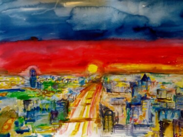 Картина под названием "Вечерняя Алма-Ата.…" - Elena Ordikova, Подлинное произведение искусства, Акварель