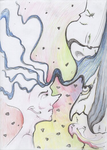 Картина под названием "Симбиоз" - Елена Орлова, Подлинное произведение искусства, Карандаш