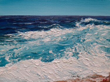 Painting titled "Storm. Sea is shaki…" by Elena Petrova, Original Artwork, Oil