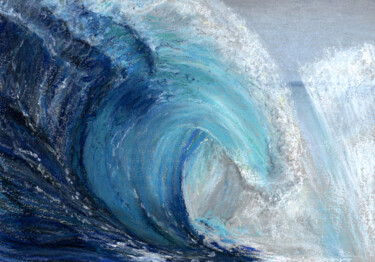 Painting titled "Wave. Ocean(Pastel)" by Elena Petrova, Original Artwork, Pastel