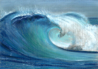 Dessin intitulée "Powerful wave №4(Pa…" par Elena Petrova, Œuvre d'art originale, Pastel