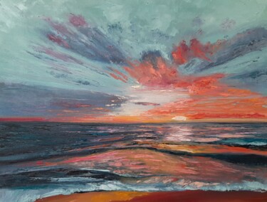 Картина под названием "Sunset №1" - Elena Petrova, Подлинное произведение искусства, Масло