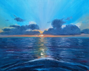 Painting titled "Sunset №2" by Elena Petrova, Original Artwork, Oil