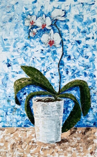 Painting titled "Orchid" by Elena Petrova, Original Artwork, Oil