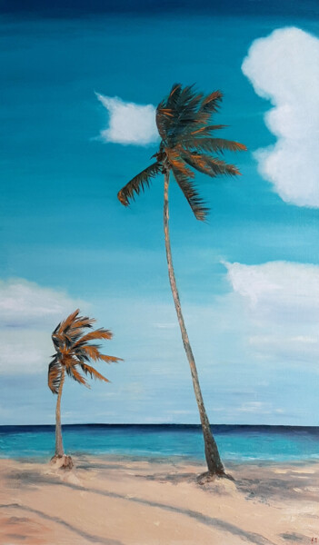 Gravures & estampes intitulée "Palm Trees №2(Print)" par Elena Petrova, Œuvre d'art originale, Impression numérique